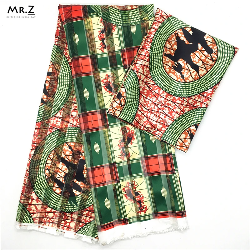 

Mr.Z African Stripe Organza Silk Wax Pattern Ribbon Fabric High Quality Wax Prints Silk Fabrics For Women Dress TZ1008