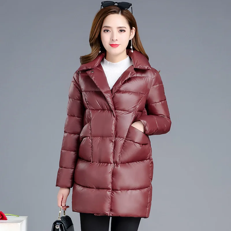 

Mid-length Cotton Overcoat Women's 2019 Winter New Style Korean-style Loose And Plus-sized Slimming Elegant Middle-aged down Jac