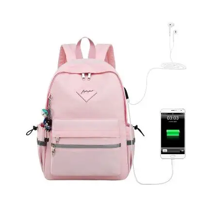 Рюкзак для девочек с защитой от кражи, usb зарядка, подвеска в виде мультяшных животных, школьные сумки, рюкзак для женщин, водонепроницаемый рюкзак для путешествий - Цвет: photo color