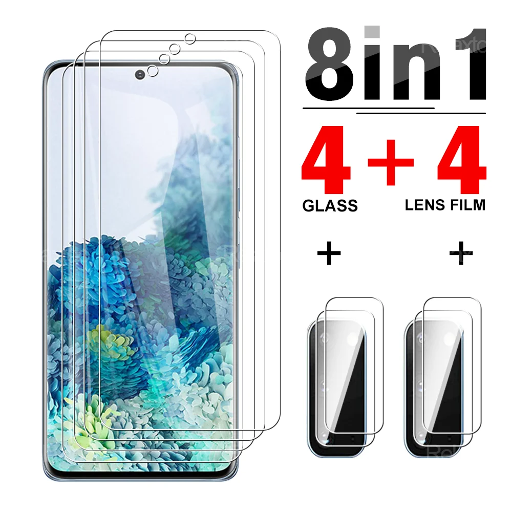 mobile screen guard 8-IN-1 Tempered Front Glass + Lens Glass For Samsung Galaxy S20 FE Screen Protector Safety Protective Film On S 20 FE 20FE S20FE iphone screen protector