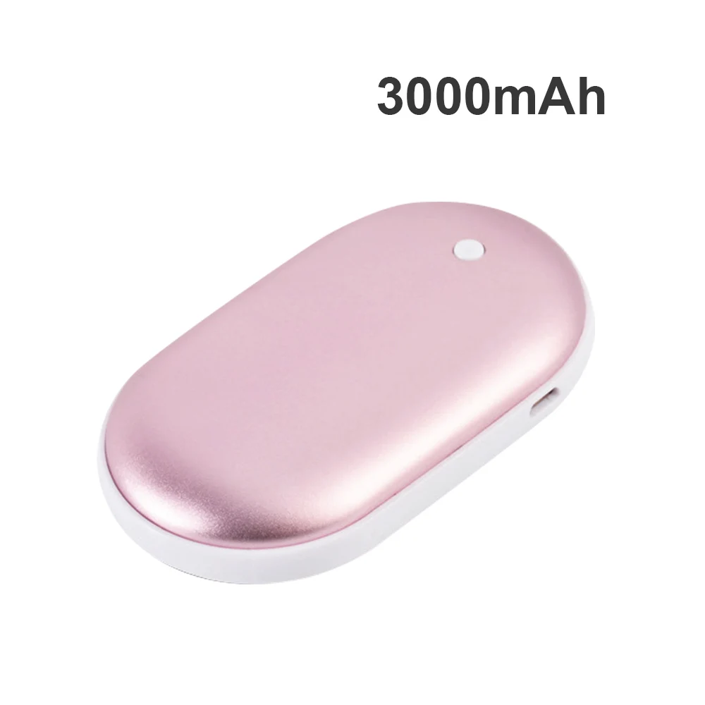 rose glod-3000mAh 2 в 1 портативный USB Перезаряжаемый электрический грелка для рук карманный внешний аккумулятор зимний двусторонний нагревательный внешний аккумулятор для подарка на год - Цвет: rose glod-3000mAh