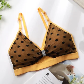 

Sexy Bra Summer Polk Dot Seamless Beauty Back Without Rim Pad Anti-glare Tube Top Knitting Thread Underwear For Women New