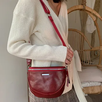 

Pu Leather Shoulder Bag Semicircle Saddle Messenger Crossbody Bag Single Should Leather Bags sac a main femme designer New#30