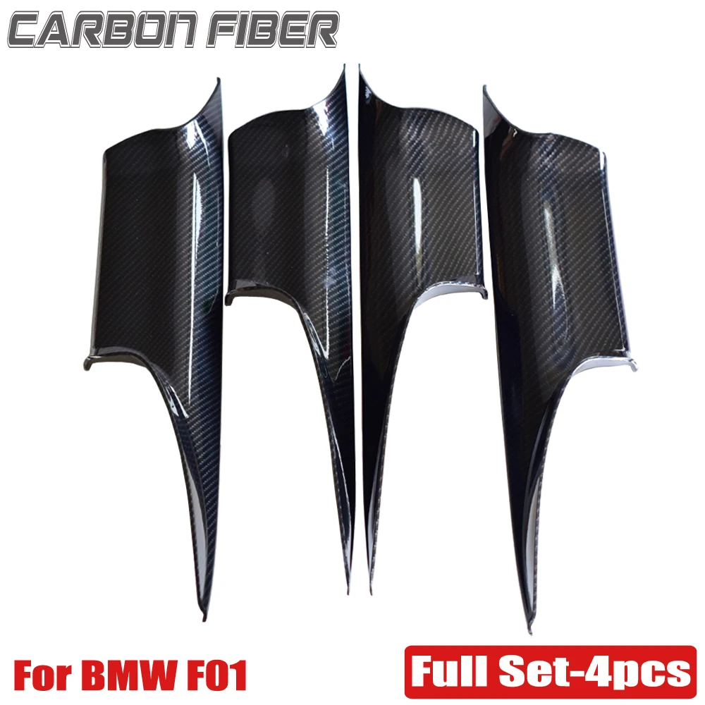 Автомобильные аксессуары из углеродного волокна текстуры для BMW F01 F02 7-серии Передний Задний левый и правый интерьер дверная ручка Панель Бар Потяните Крышку - Цвет: Set-4pcs-carbon-F01