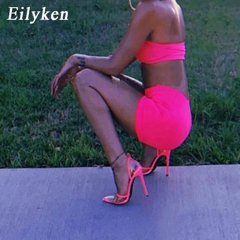 Eilyken; Новинка года; Mei; Цвет Красный; Змеиный; ПВХ; Прозрачный; острый носок; ремешок с пряжкой на щиколотке; женские свадебные туфли; пикантные туфли-лодочки на высоком каблуке