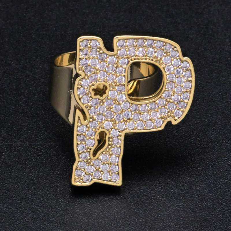 Хип-хоп AAA кубическая циркониевая подвеска Bling Iced Out Bubble кольцо с гравировкой Bling CZ кольца женские мужские Клубные рапперы ювелирные изделия регулируемый размер - Цвет основного камня: p