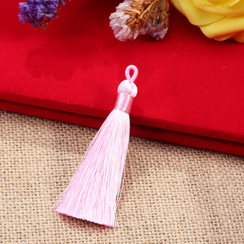 5 шт. 8 цветов 9 см длинные хлопковые шелковые кисточки бахрома подвески-кисточки для сережек ручной работы ювелирных изделий - Цвет: light pink
