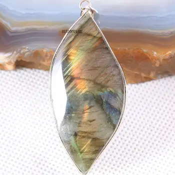 

1Pcs Jewelry Gift for Men Women Silver Irregular Shape Bead Natural Stone Gray Labradorite Pendant Fit Necklace K2048