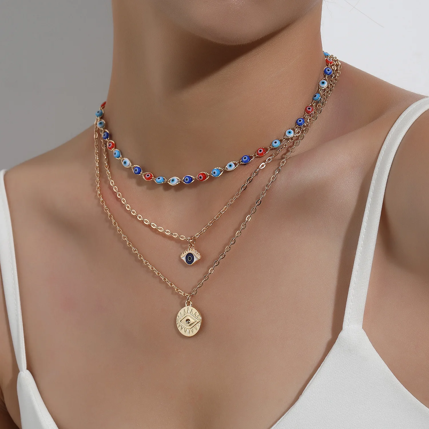 Vintage Evil Eyes Necklace For Women Bohemian Multilayer Devil Choker Pendant Necklaces Charm Collar Beads Party Jewelry Gift | Украшения и