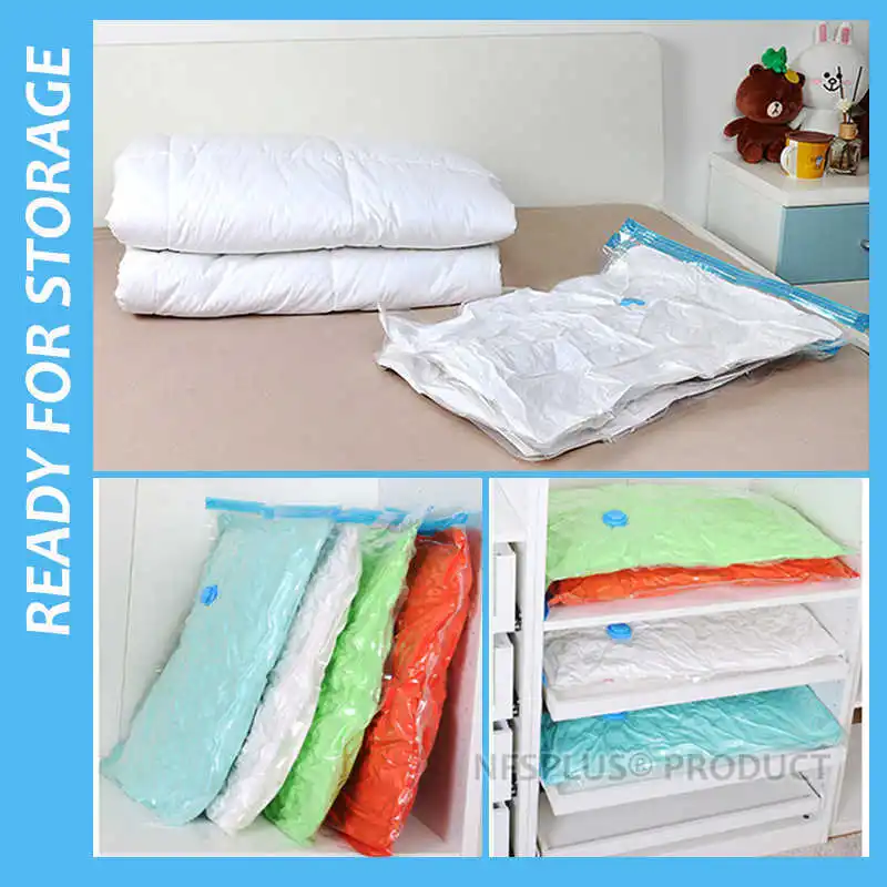 5 Pack Vacuum Storage Bag For Clothes Space Saving Air Pump Sealed Transparent Compression 40x60 60x80 80x120 Home Organizer 5