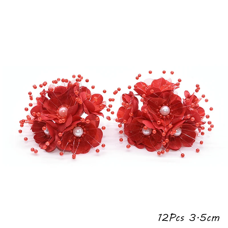 Artificial plants artificial flowers artificial flower bouquet artificial flower red theme artificial flower cherry stamen berries bundle DIY Christmas decoration wedding cake gift box wreaths Xmas decor