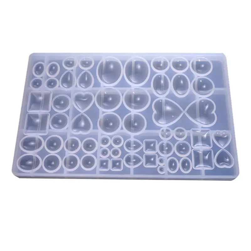 

Gem Jewelry Silicone Mold Oval Teardrop Square Heart Round Shapes, for Polymer U4LE