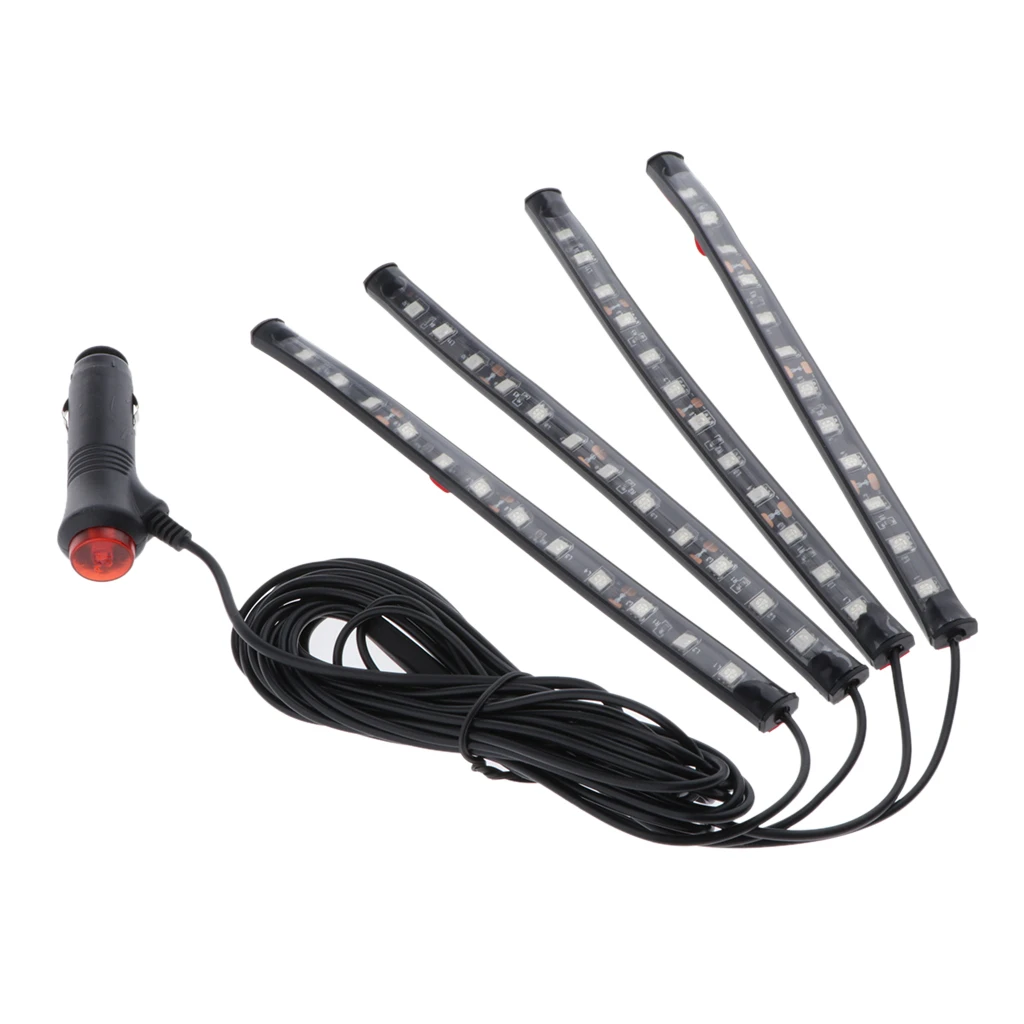 Синий 12 светодиодный Светодиодный трос 4 полосы светильник Ночной ing открытый