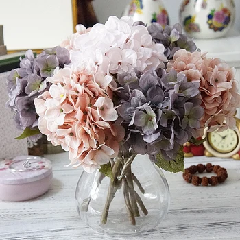 DIY Artificial Hydrangea Silk Flowers Bridal Bouquet Home Garden Party Wedding Decoration Christmas Decor for Home Fake Flowers