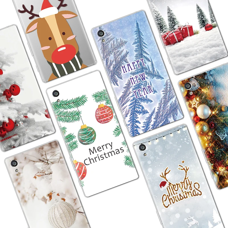 

Christmas Winter New Case For Sony Xperia XA1 XZ XZ2 XZ3 X Ultra Plus Compact Silicone Cute Deer Clear For Sony Xperia 10 Cover