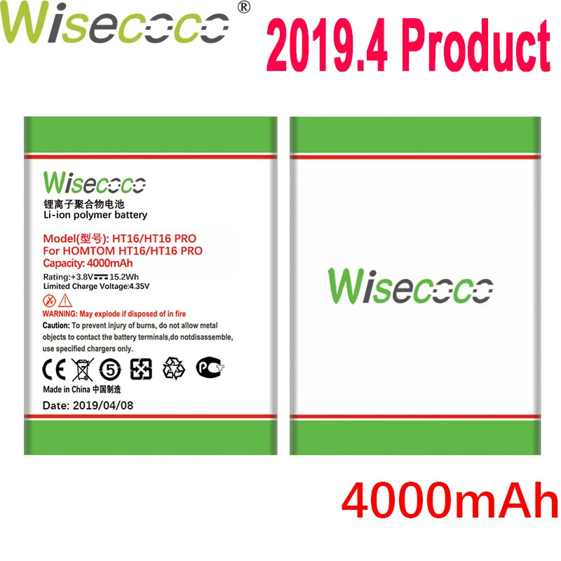 

WISECOCO 4000mAh Battery For Homtom HT16 HT 16 Pro Mobile Phone In Stock Latest Production High Quality Battery+Tracking Number