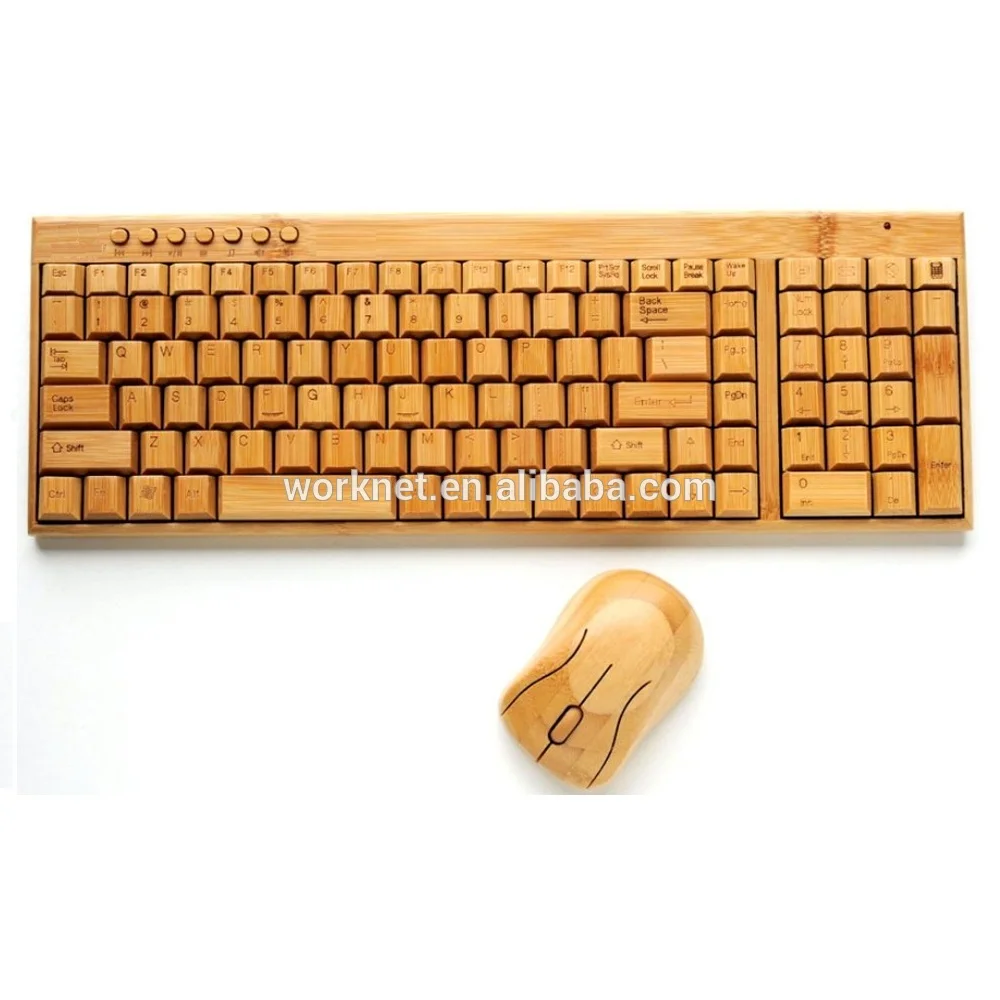 

wholesale high quality 201 two keypads medium size usb bamboo wood wireless keyboard and mouse set