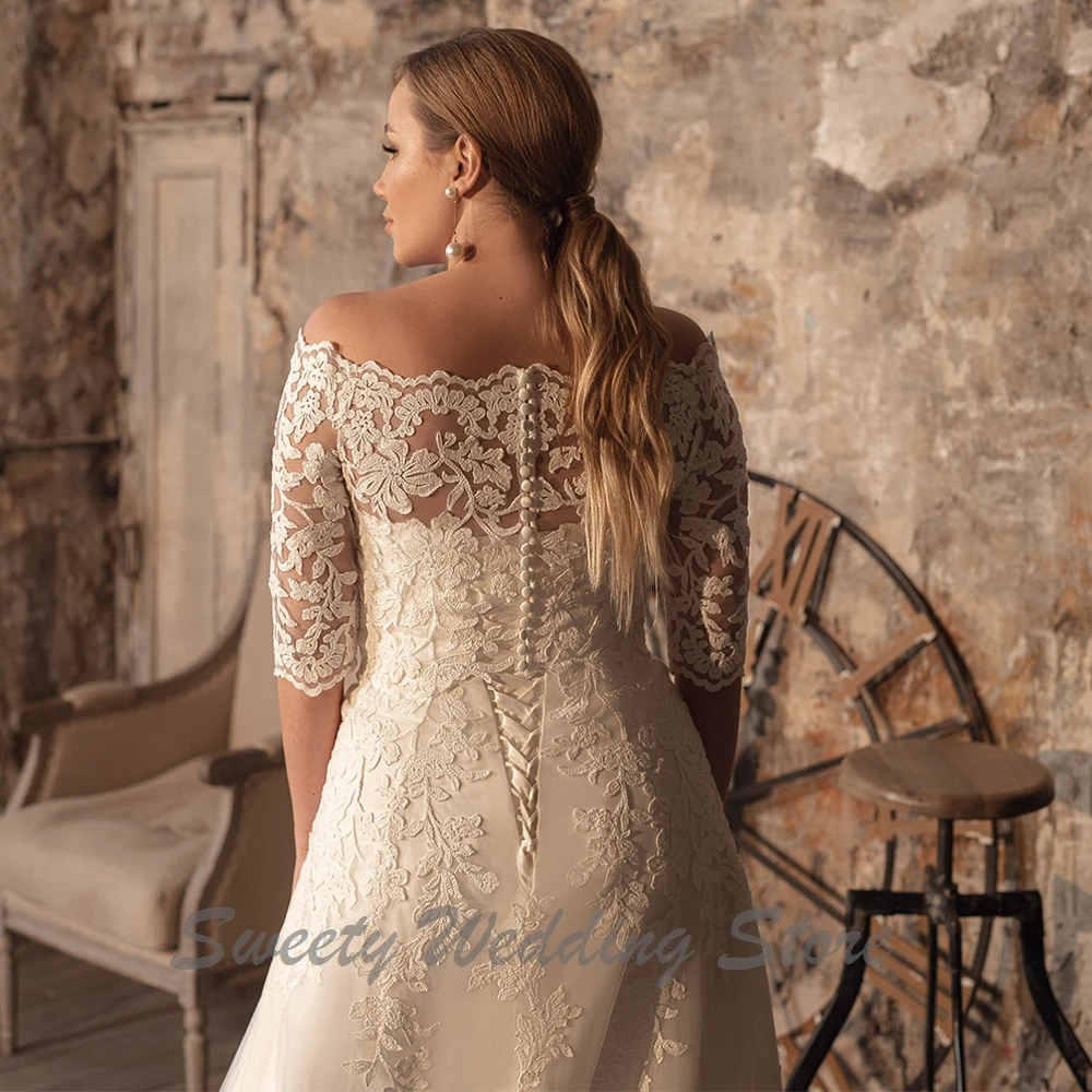 Modest Wedding Dress Plus Size Sweetheart Corset Wedding Gowns Appliques Detachable Lace Bolero Jacket Bride Dresses