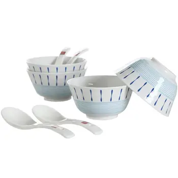 

8Pcs/Set Blue Pattern Ceramic Tableware Set(4Pcs Bowls+4Pcs Spoons)