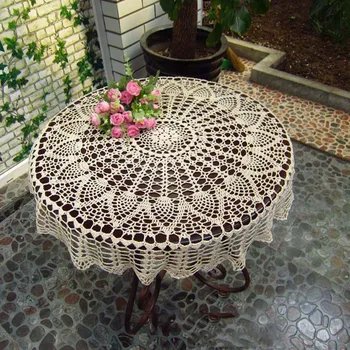 

Handmade Crochet Round Dining Table Cloth Lace Table Cover Cup Mat Placemat 70/ 80/ 90CM Shabby Vintage DIY Crocheted Tablecloth
