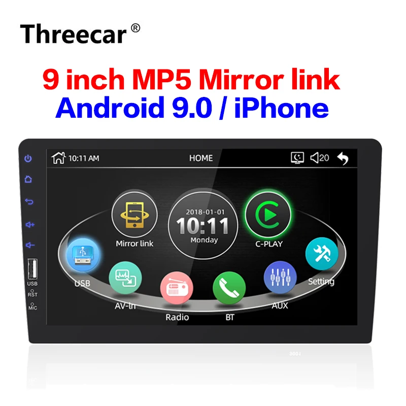 

9 inch 1 din car radio carplay mirror link android 4.4-9.0 bluetooth FM rear view camera Autoradio MP5