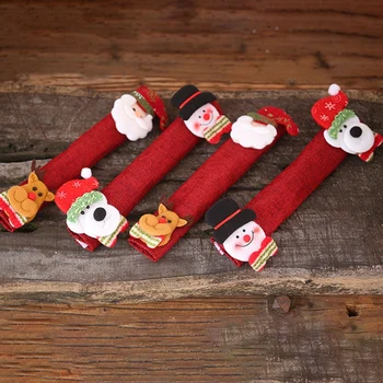 

Refrigerator Door Gloves Set 8 Santa Claus Snowman Kitchen Appliances Cover Refrigerator Microwave Dishwasher Door Handle Cover