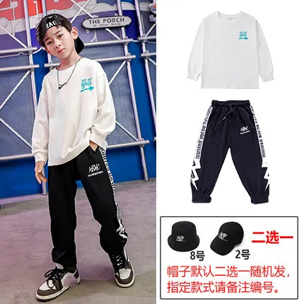 2020 Boys Hip-Hop Dance Clothes Kids Summer Loose Long-Sleeved T-Shirt Vest Jean Pants Children Jazz Street Wear Stage Outfits (2)