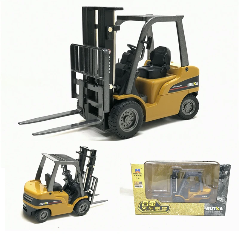 

1:50 Alloy Diecast Forklift Diecast Model Two-Position Mast Raises and Lowers Simulated Light Forklift Model Toy Kids Gifts
