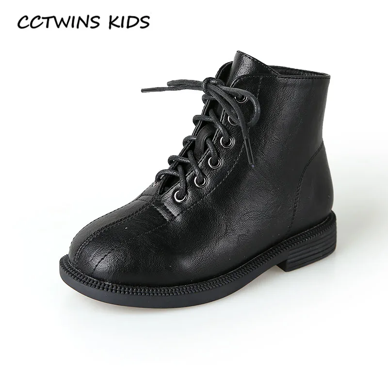 CCTWINS/детская обувь; коллекция года; Сезон Зима; Модные Черные Ботинки martin для малышей; детская обувь из искусственной кожи; ботильоны для маленьких девочек; FB1827
