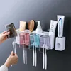 2 Pcs/set Toothbrush Holder Toothpaste Dispenser Squeezer  Bathroom  Accessories Cosmetic Organizer Wall Mount For Bathroom Home 2