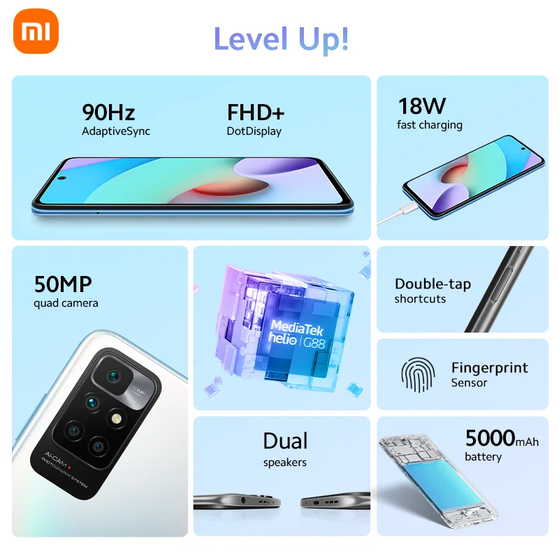 Versión Global Xiaomi Redmi note 10 64GB / 128GB NFC Smartphone MediaTek Helio G88 Octa Core 50MP AI Quad Cámara 90Hz FHD Display - Imagen 4