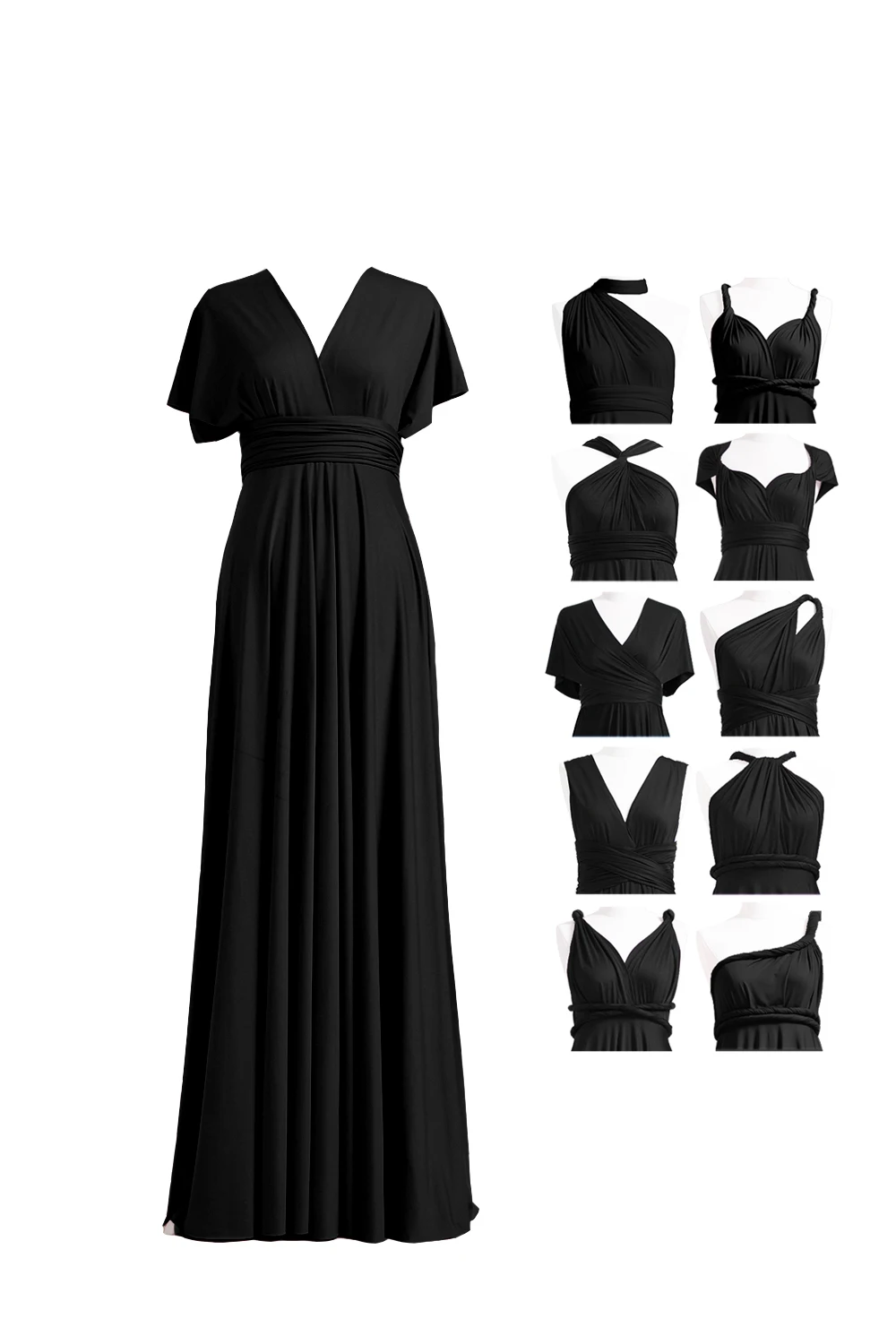 Темно-синее коктейльное платье Бесконечность Макси длинное платье многоходовое платье размера плюс платье-трансформер с запахом вечерние коктейльные платья - Color: Black