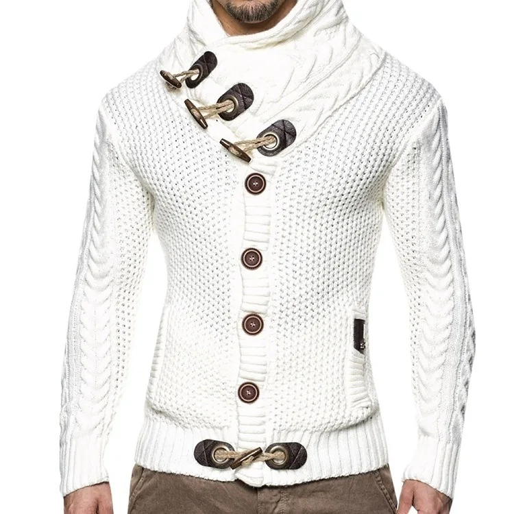 2021 Autumn and Winter Knitting Coat Turtleneck Buttons plus Size European and American Men's Sweater Fashion Hoodie Men 2
