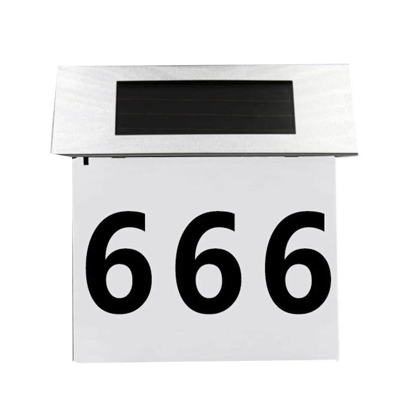 

4 LED Solar Powered Light House Door Number Light Wall Plaque Door Plate Modern Lamps Stainless Steel Number Light