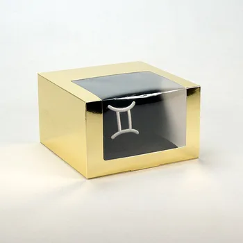 

Gold Color Hat Packing Box with Clear PVC Window Cap Display Gift Boxes Custom Logo