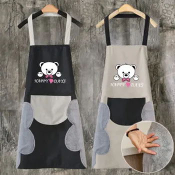 

Creative translucent bear wipe hand apron kitchen cooking oil-proof anti-fouling apron bar cafe work apron