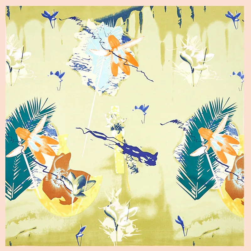 

2019 Fashion Handkerchief Hair Scarf For Women Small Kerchief Floral Print Silk Satin Bag Scarfs 60cm*60cm Bandanas Neck Scarves
