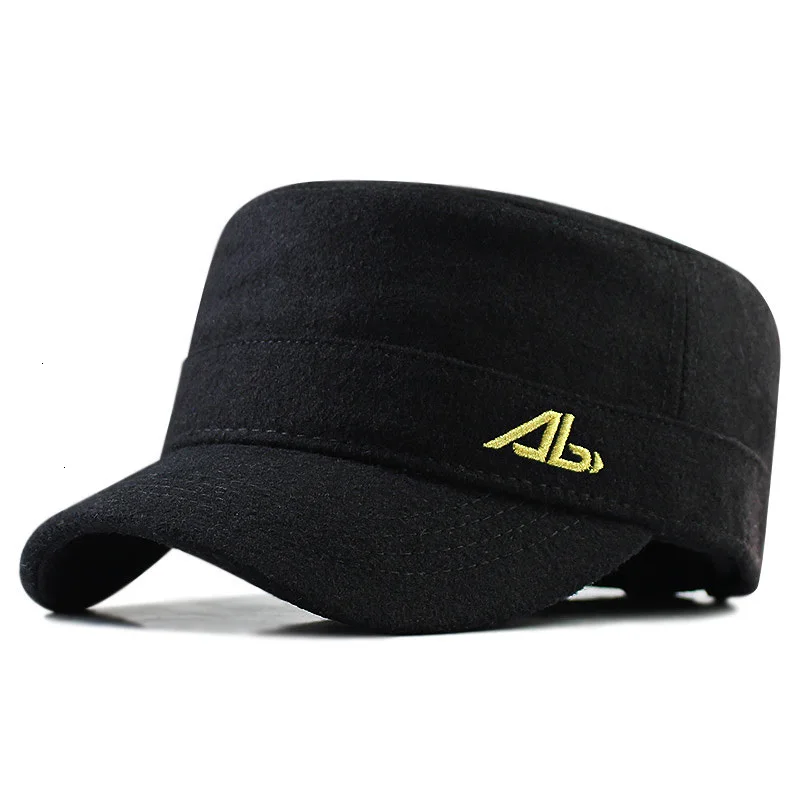 Для мужчин зимняя уличная теплая шерсть с плоским верхом спортивные шапки