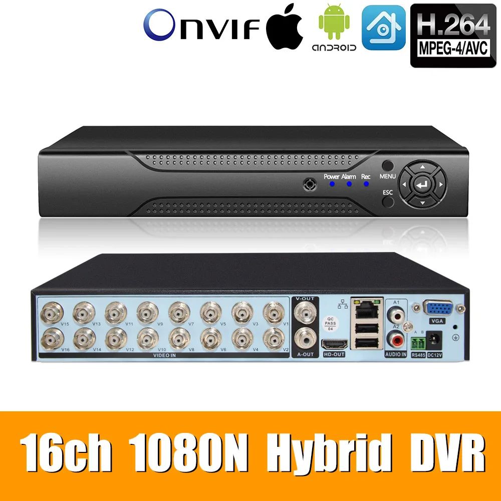 5 в 1 16ch * 1080N AHD DVR система видеонаблюдения CCTV видеорегистратор HybridDVR для 1080P/720P/960H