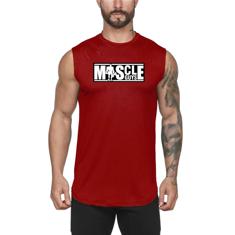 Muscleguys Бодибилдинг танк Топ мужские облегающие одежда для фитнеса и спортзала Tanktop майка компрессионная рубашка без рукавов тренировочный жилет