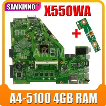 

AKEMY X550WA Laptop motherboard For Asus X550 X552W X550WE X550W D552W original mainboard A4-5100U 4Gb RAM