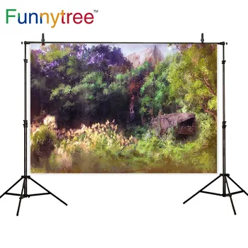 

Funnytree background photography painting natural scenery spring jungle Green tree backdrops photocall photo camera photophone