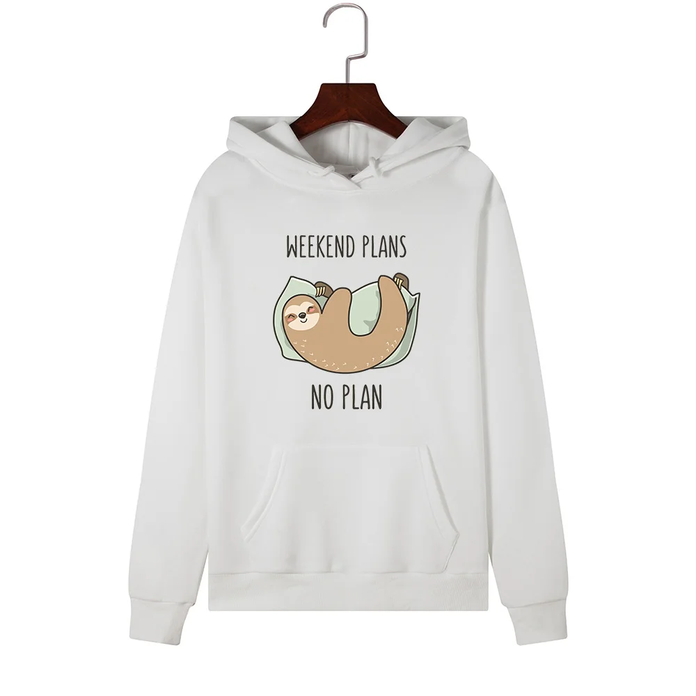 

Women Hoodies Sweatshirts Hooded Sweatshirt Cute Sloth No Weekend Plans Print Top Autumn Winter Plus Size Pullover Female Hoodie