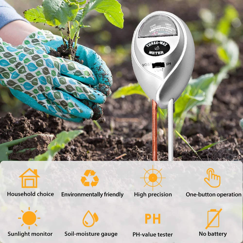 5-in-1 Moisture Meter Digital Soil pH Meter PH Levels Temperature Sunlight Intensity Humidity Tester Large Backlit LCD Display fabric tape measure