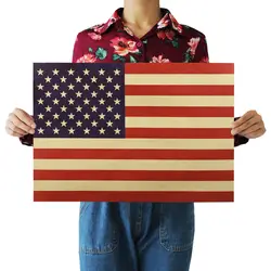 [C309] Американский национальный флаг Ностальгический ретро плакат из крафт-бумаги экран для помещений кафе декоративная живопись