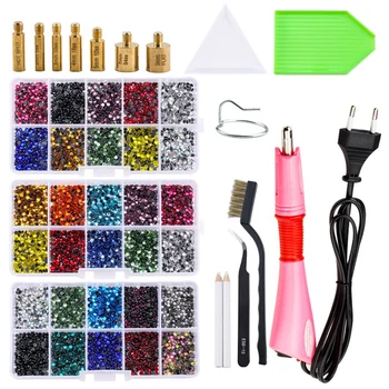 

2000pcs Colorful Hot Fix Rhinestone Full Set Iron-on Wands DIY Manicure Tools Glass Crystal Diamond Nail Art Set