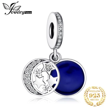 

JewelryPalace Blue Moon Star 925 Sterling Silver Bead Charms Silver 925 Original For Bracelet Silver 925 original Jewelry Making