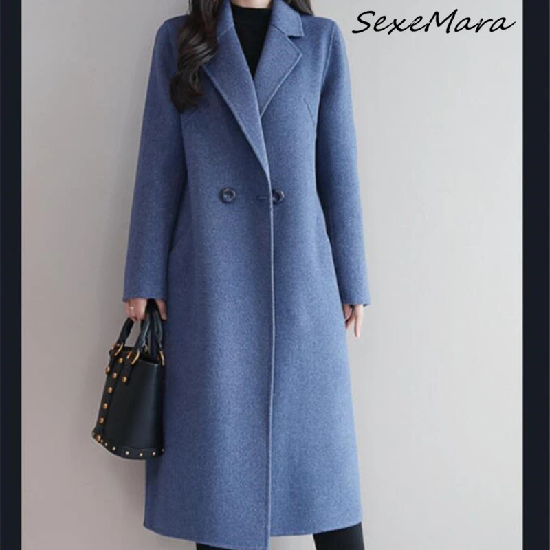 Korean Style Double Button Elegant Women Coats Plus Size 2019 Winter Cashmere Long Coats north face parka