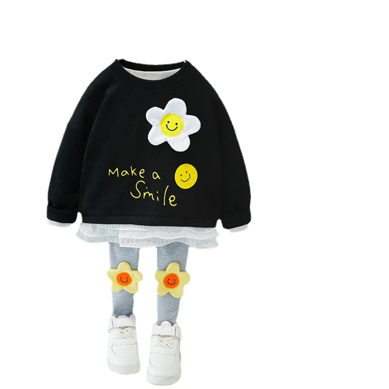 Girls Clothing Set Spring Autumn Baby Girls Lace Flower Princess T Shirt Pants for Vacation kids clothing set girls clothing set