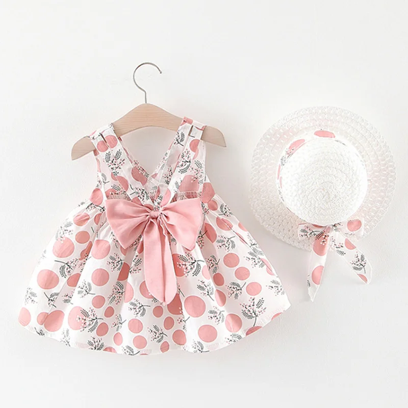 Милые платья-пачки для маленьких девочек с шляпой; коллекция года; Летние платья для маленьких девочек; одежда для малышей без рукавов; 12 месяцев